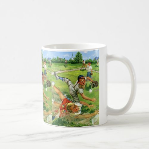 Vintage Sports Baseball Children Teams Playing Coffee Mug