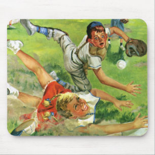 Vintage Sports Baseball, Children Teams Playing Mouse Pad