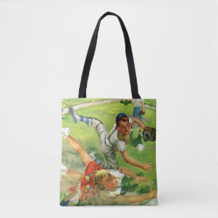 Vintage Sports Baseball, Children Teams Playing Tote Bag