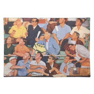 Vintage Sports Baseball Fans Watching a Game Cloth Placemat