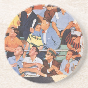 Vintage Sports Baseball Fans Watching a Game Drink Coaster