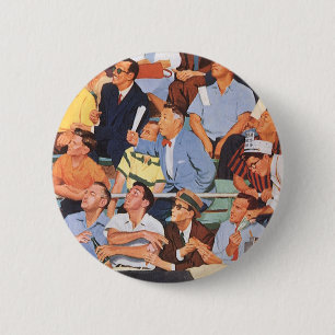 Vintage Sports Baseball Fans Watching a Game Pinback Button
