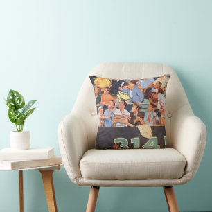 Vintage Sports Baseball Fans Watching a Game Throw Pillow