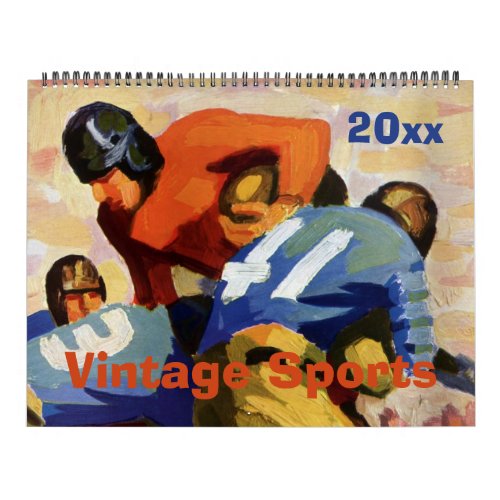 Vintage Sports Baseball Football and Basketball Calendar