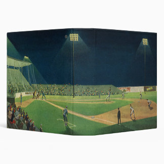 Vintage Sports, Baseball Game at Night 3 Ring Binder