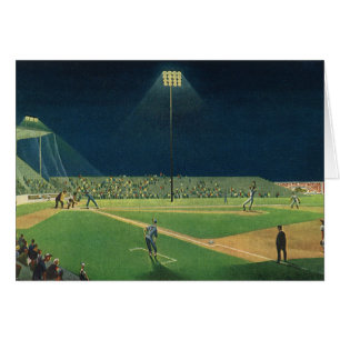 Vintage Sports, Baseball Game at Night Cards