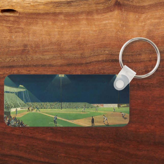 Vintage Sports, Baseball Game at Night Keychain (Front)