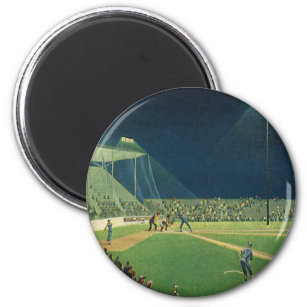 Vintage Sports, Baseball Game at Night Magnet