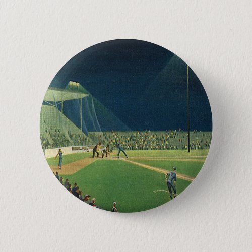 Vintage Sports Baseball Game at Night Pinback Button