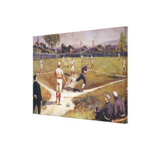 Vintage Sports Baseball Game by Henry Sandham Canvas Print