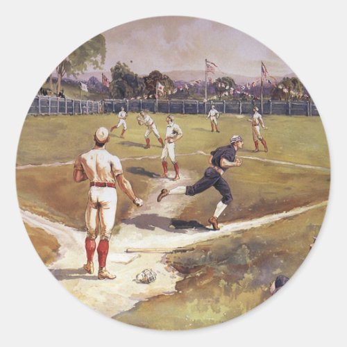 Vintage Sports Baseball Game by Henry Sandham Classic Round Sticker