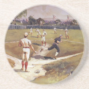 Vintage Sports Baseball Game by Henry Sandham Drink Coaster
