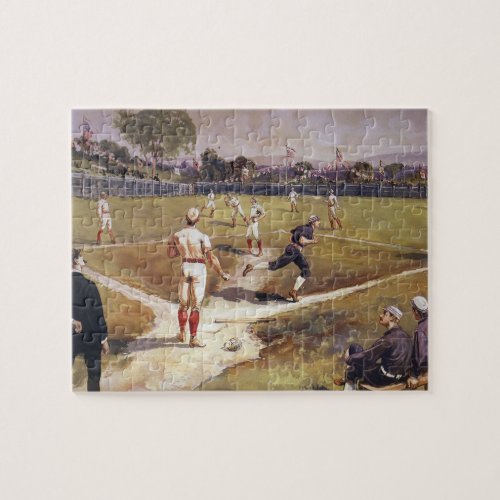Vintage Sports Baseball Game by Henry Sandham Jigsaw Puzzle