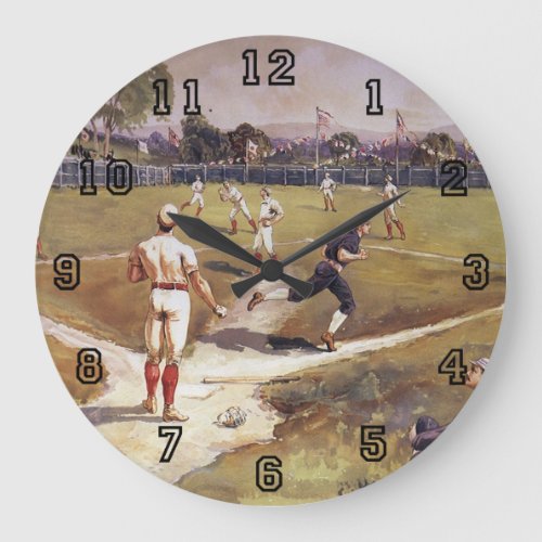 Vintage Sports Baseball Game by Henry Sandham Large Clock