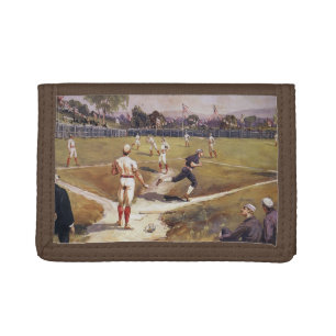 Vintage Sports Baseball Game by Henry Sandham Trifold Wallet