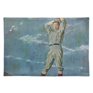 Vintage Sports Baseball, Pitcher in Baseball Game Cloth Placemat