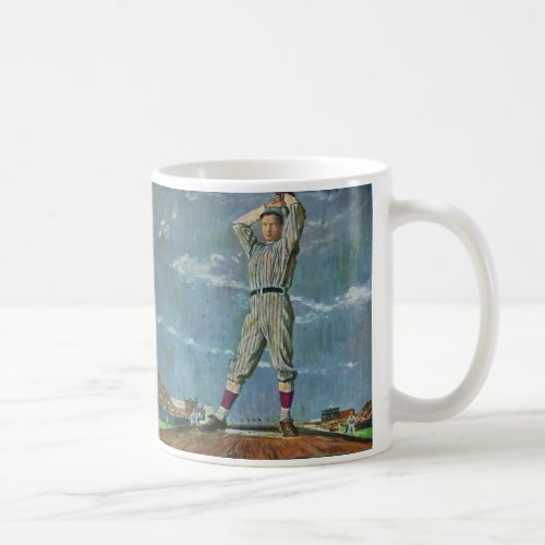 Vintage Sports Baseball Pitcher in Baseball Game Coffee Mug