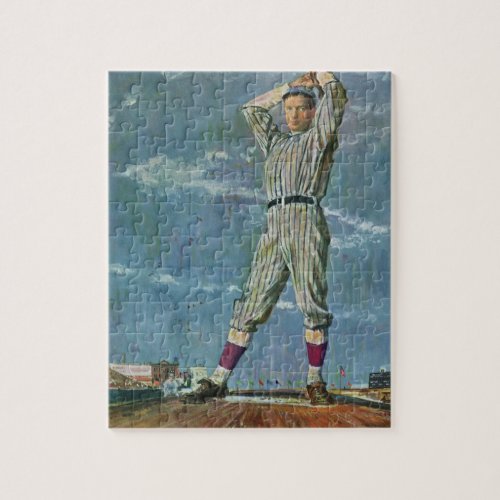 Vintage Sports Baseball Pitcher in Baseball Game Jigsaw Puzzle