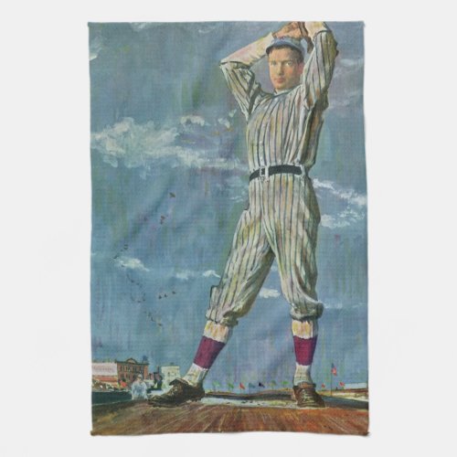 Vintage Sports Baseball Pitcher in Baseball Game Kitchen Towel