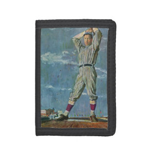 Vintage Sports Baseball, Pitcher in Baseball Game Trifold Wallet
