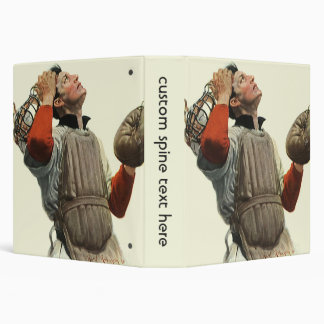 Vintage Sports Baseball Player, Catcher Look Up 3 Ring Binder