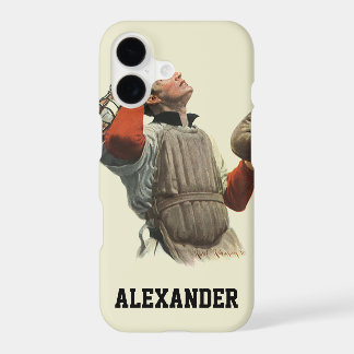 Vintage Sports Baseball Player, Catcher Look Up iPhone 17 Case