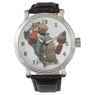 Vintage Sports Baseball Player, Catcher Look Up Watch