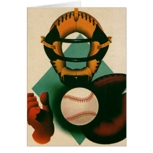 Vintage Sports Baseball Player, Catcher with Mitt Cards