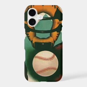 Vintage Sports Baseball Player, Catcher with Mitt iPhone 17 Case