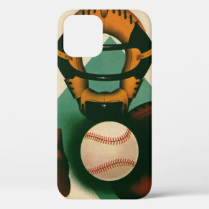 Vintage Sports Baseball Player, Catcher with Mitt iPhone 12 Case