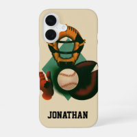 Vintage Sports Baseball Player, Catcher with Mitt