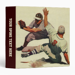 Vintage Sports Baseball, Player Sliding into Home 3 Ring Binder
