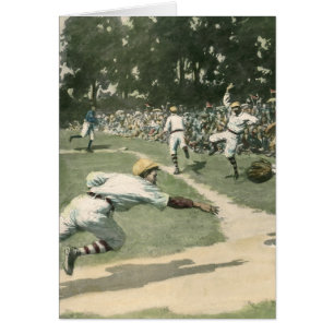 Vintage Sports, Baseball Player Sliding into Home Cards