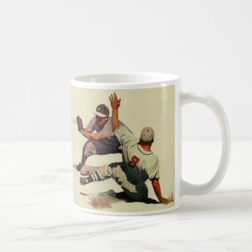 Vintage Sports Baseball Player Sliding into Home Coffee Mug