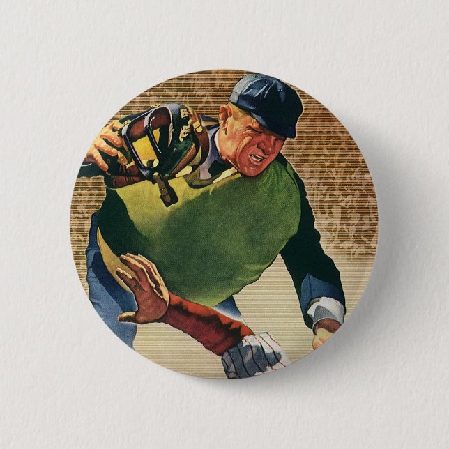 Vintage Sports Baseball Player, the Umpire Button (Front)