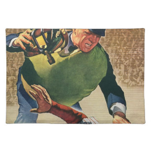 Vintage Sports Baseball Player, the Umpire Cloth Placemat