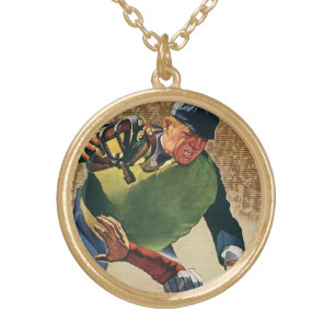 Vintage Sports Baseball Player, the Umpire Gold Plated Necklace