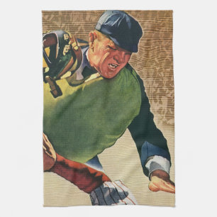 Vintage Sports Baseball Player, the Umpire Kitchen Towel