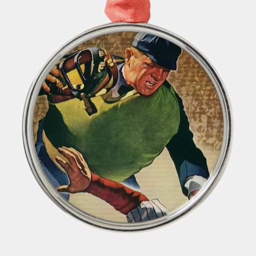 Vintage Sports Baseball Player the Umpire Metal Ornament