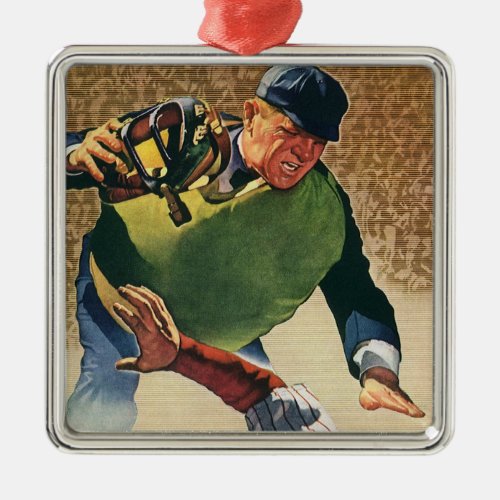 Vintage Sports Baseball Player the Umpire Metal Ornament