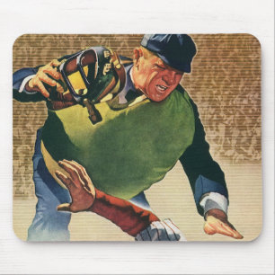 Vintage Sports Baseball Player, the Umpire Mouse Pad
