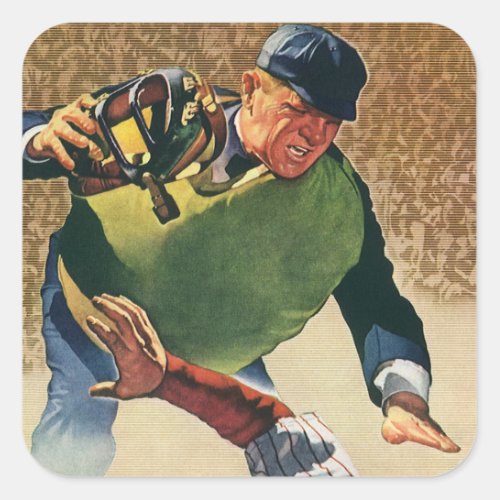 Vintage Sports Baseball Player the Umpire Square Sticker