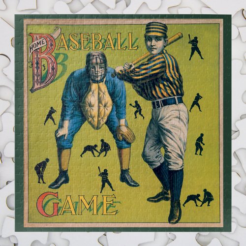 Vintage Sports Baseball Players at the Home Game Jigsaw Puzzle