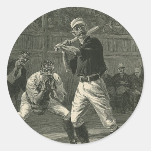 Vintage Sports Baseball Players by Thulstrup Classic Round Sticker