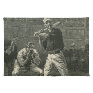 Vintage Sports, Baseball Players by Thulstrup Cloth Placemat