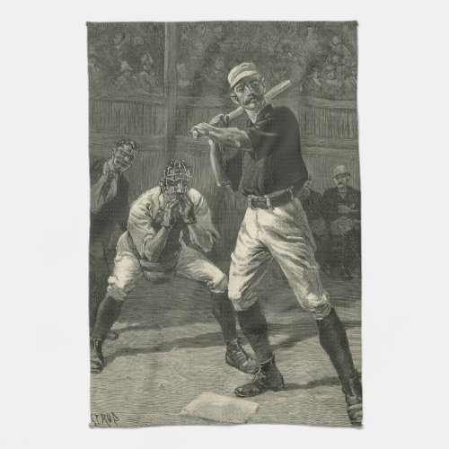 Vintage Sports Baseball Players by Thulstrup Kitchen Towel