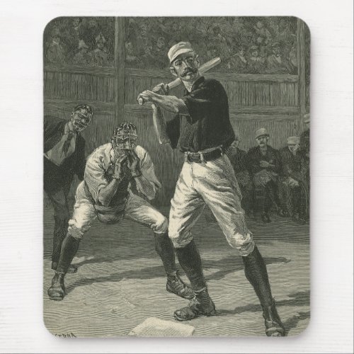 Vintage Sports Baseball Players by Thulstrup Mouse Pad