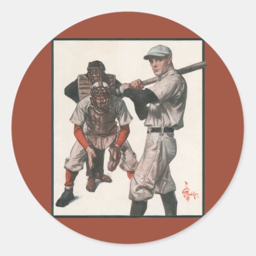 Vintage Sports Baseball Players Classic Round Sticker