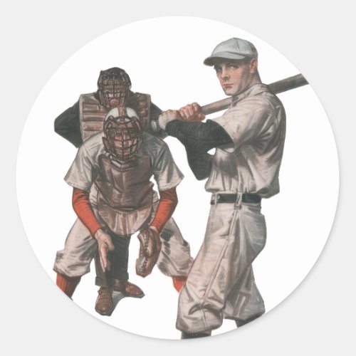 Vintage Sports Baseball Players Classic Round Sticker