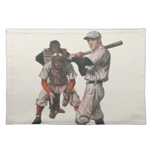 Vintage Sports Baseball Players Cloth Placemat